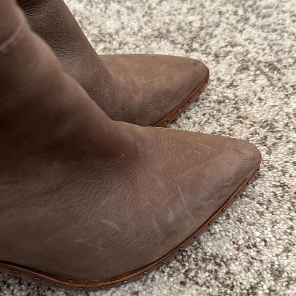 Mercer Edit Taupe Block Heeled Boots 7 - Picture 4 of 11